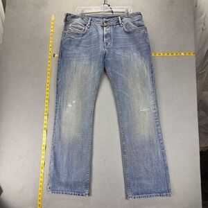 Diesel Jeans Mens 36x32 Blue Zatiny Light Wash Bootcut Button Fly 008GW